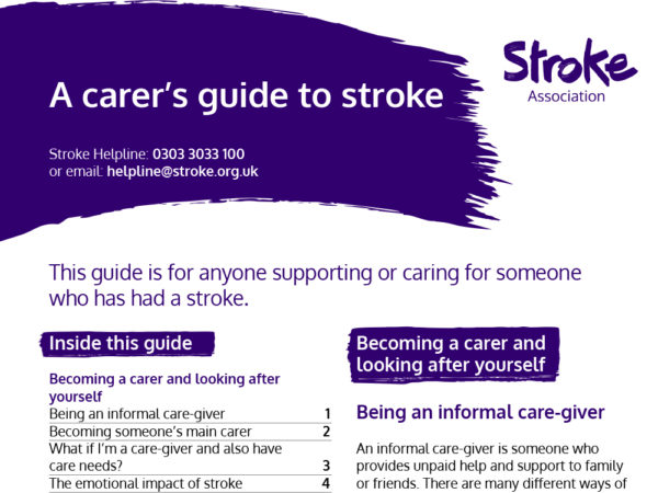 A carer's guide to stroke, cover image