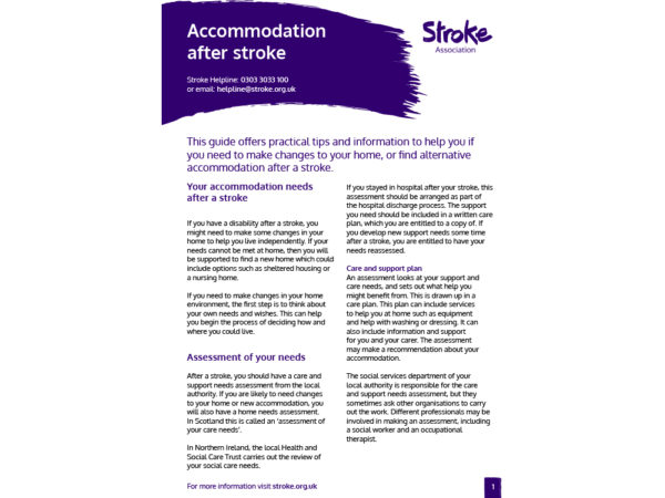 Accommodation after stroke guide, cover image