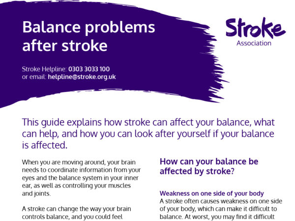 Balance problems after stroke guide, cover image