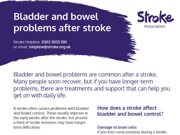 Bladder and bowel problems after stroke guide, cover image