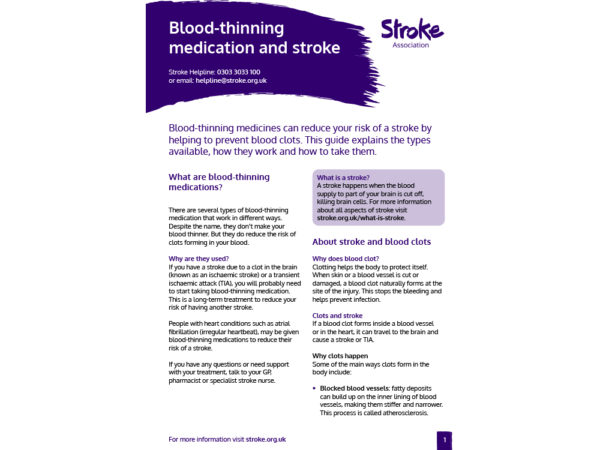 Blood-thinning medication and stroke guide, cover image