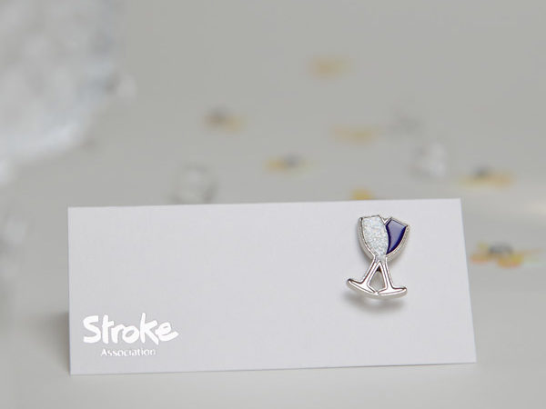 Image of champagne flute pin badge