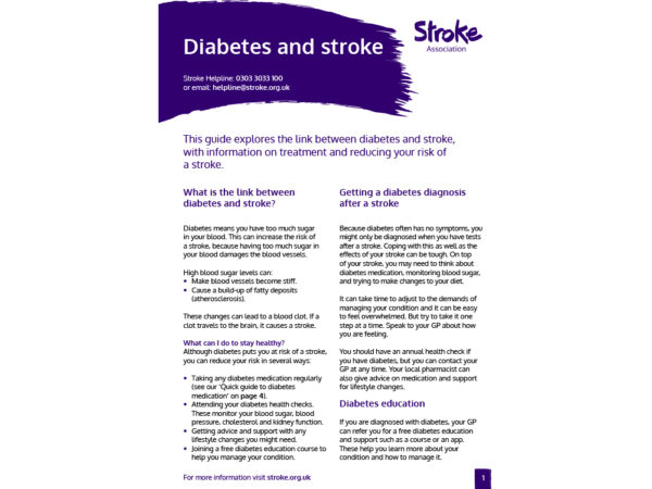 Diabetes and stroke guide, cover image