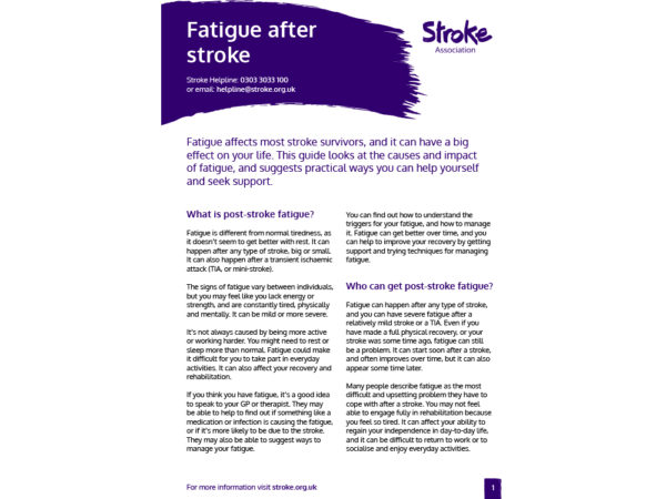 Fatigue after stroke guide, cover image