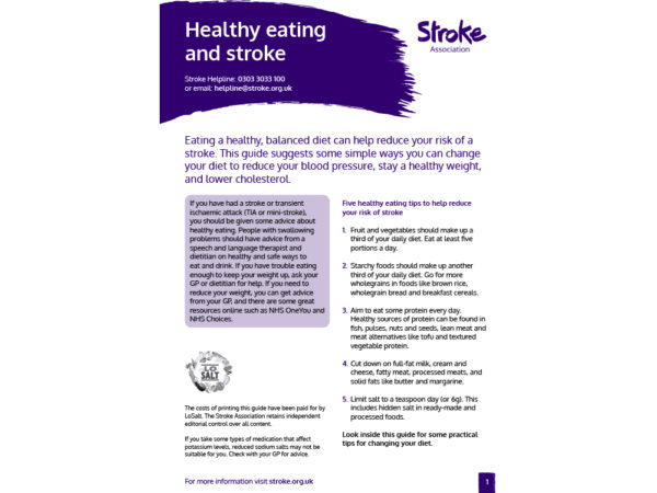 Healthy eating and stroke guide, cover image