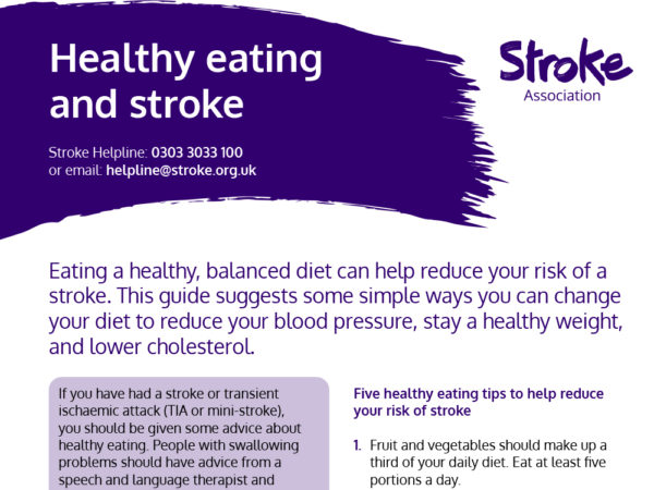 Healthy eating and stroke guide, cover image