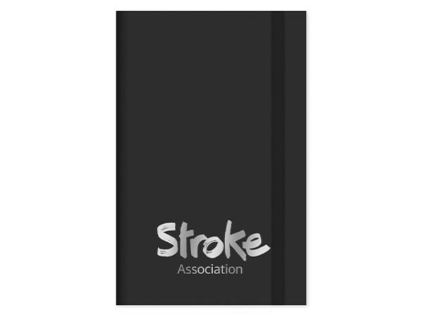 Black notebook with silver lettering