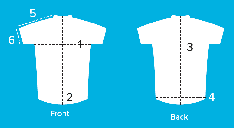 Diagram of cycling jersey back and front
