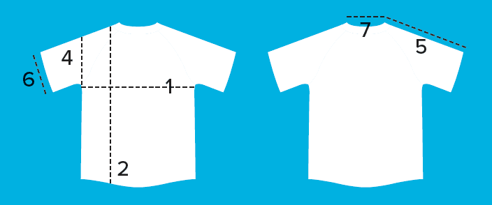Diagram of t-shirt back and front
