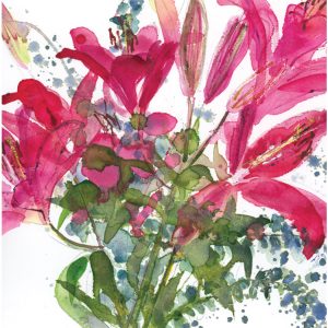 Illustration of red lillies