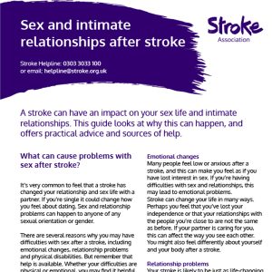 Sex and intimate relationships after stroke