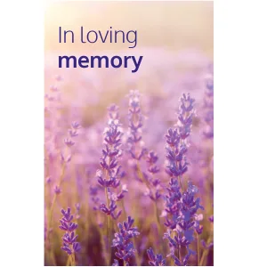 Cover photo of donation box. Text reads "In loving memory"