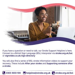 BSL support and information after a stroke A3 poster